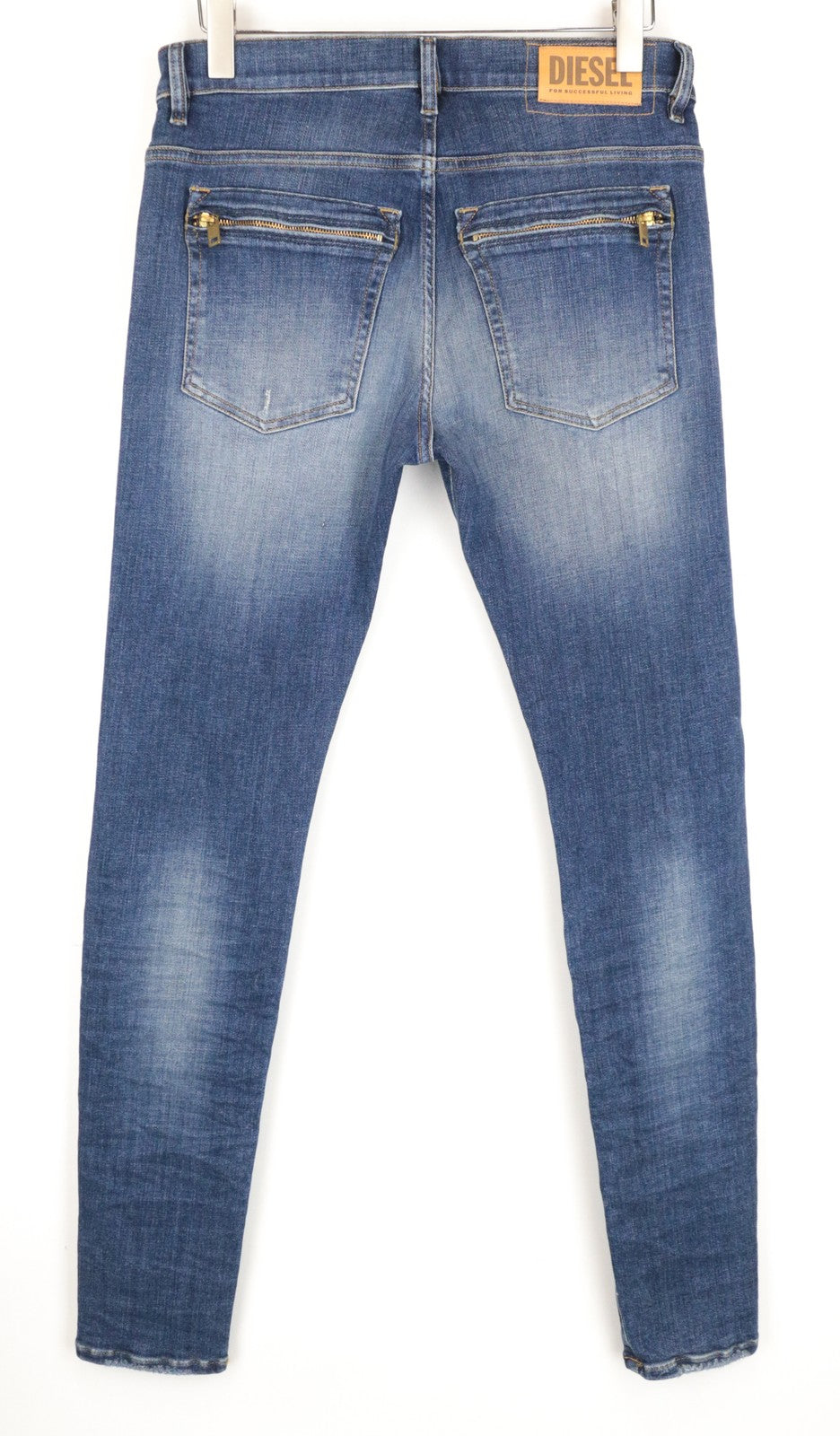 DIESEL D-Amny 086AV W31 L32 vyriški vidutinio mėlynumo aptempti plėšyti akmeninio dažymo džinsai 