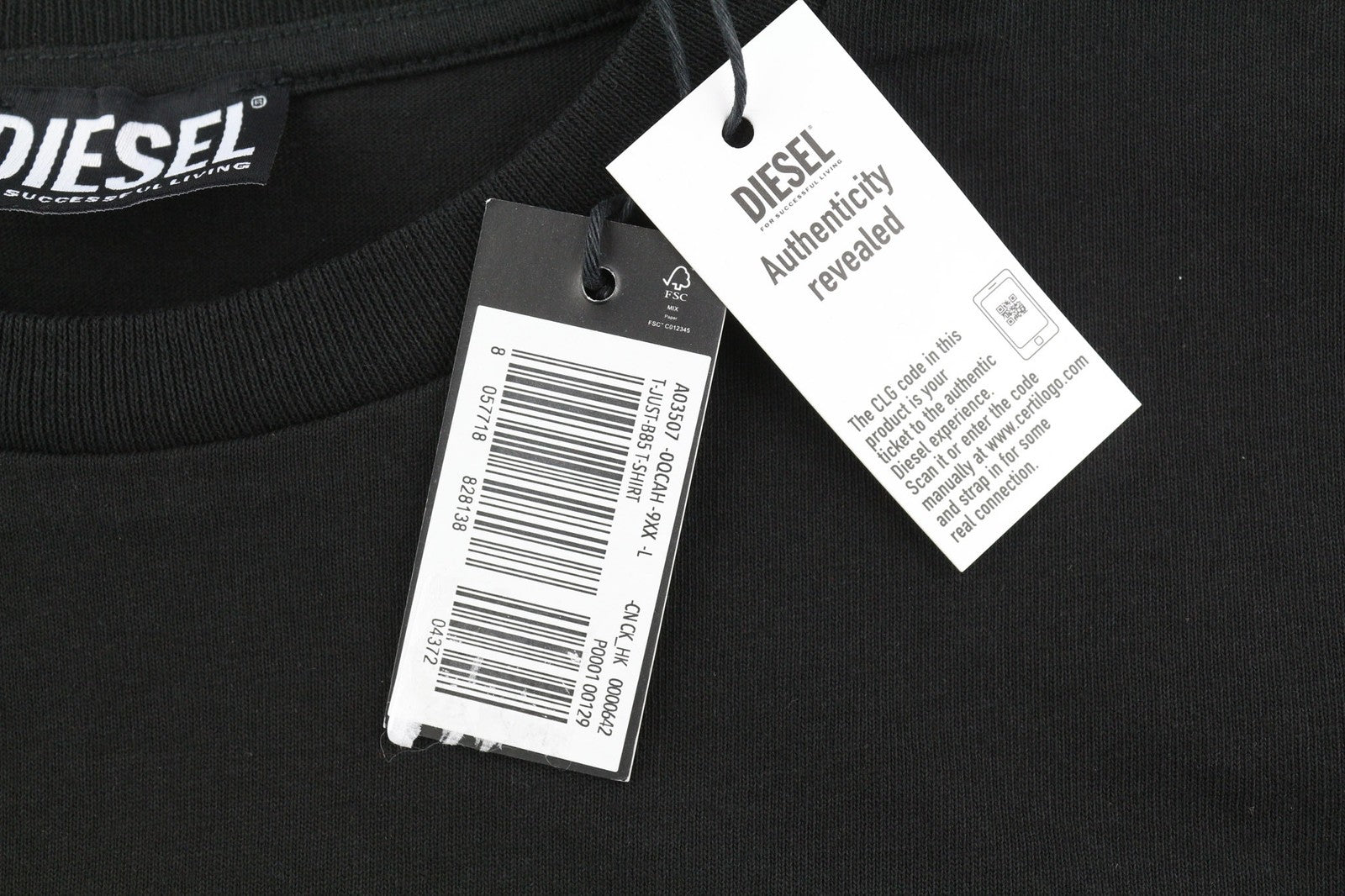 DIESEL T-Just-B85 Mens T-Shirt L Short Sleeve Neck Tricot  Black RRP€80