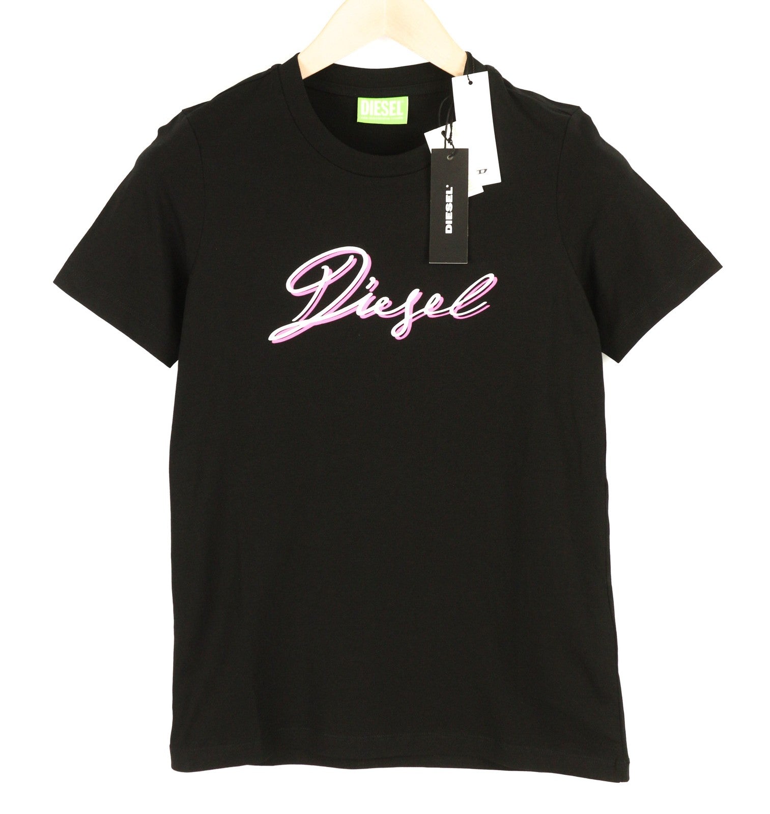 DIESEL T-Sily-K10 moteriški marškinėliai XS dydžio, trumpomis rankovėmis, apvalia apykakle, juodi.