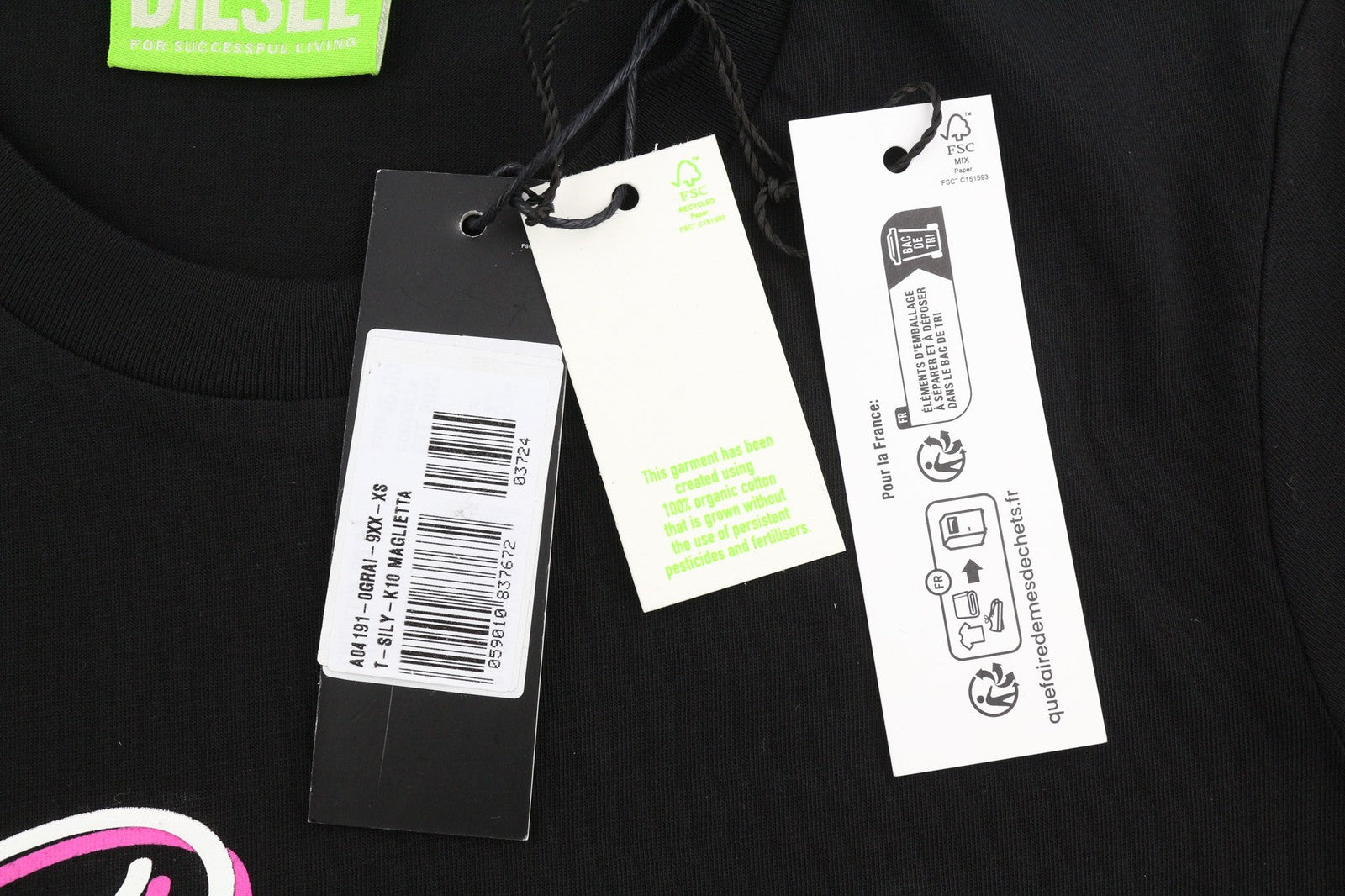 DIESEL T-Sily-K10 moteriški marškinėliai XS dydžio, trumpomis rankovėmis, apvalia apykakle, juodi.