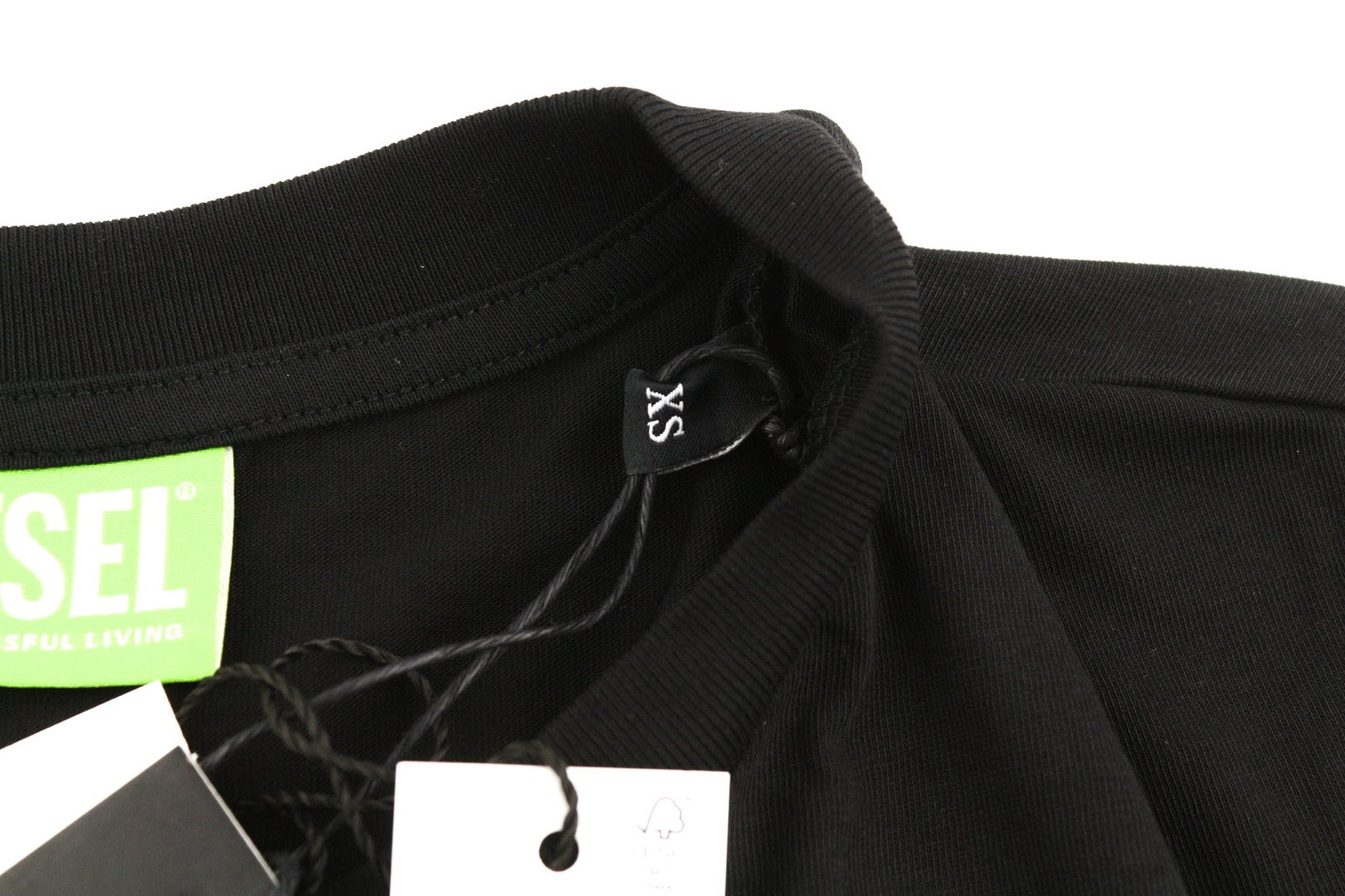 DIESEL T-Sily-K10 moteriški marškinėliai XS dydžio, trumpomis rankovėmis, apvalia apykakle, juodi.