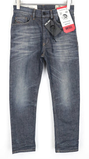 DIESEL D-Eetar 084ZU W27 L30 Carrot Fit tamprūs mėlyni džinsai su sagomis priekyje vyrams 