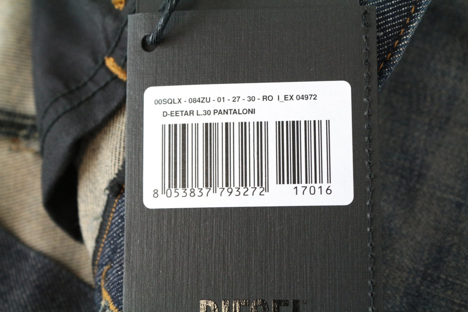 DIESEL D-Eetar 084ZU W27 L30 Carrot Fit tamprūs mėlyni džinsai su sagomis priekyje vyrams 