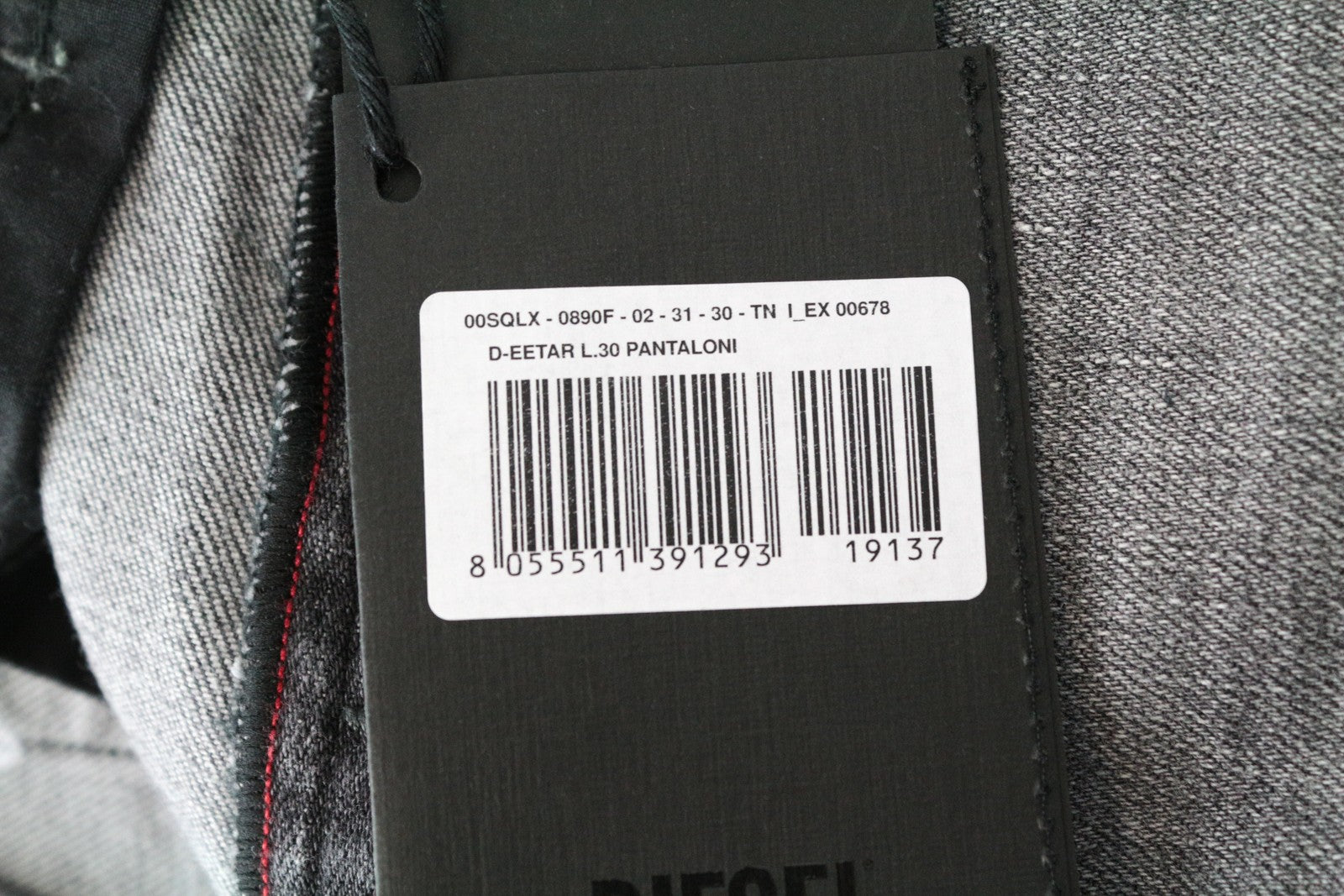 DIESEL D-Eetar 0890F W31 L30 pilki morkų rašto tamprūs džinsai vyriški siaurėjantys plėšyti džinsai 