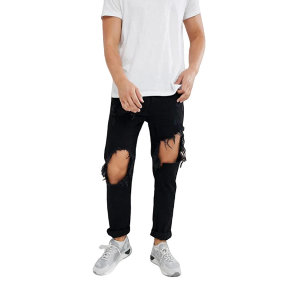 DIESEL Mharky 084WR W31 L30 vyriški netempiami juodi ploni, plėšyti džinsai 