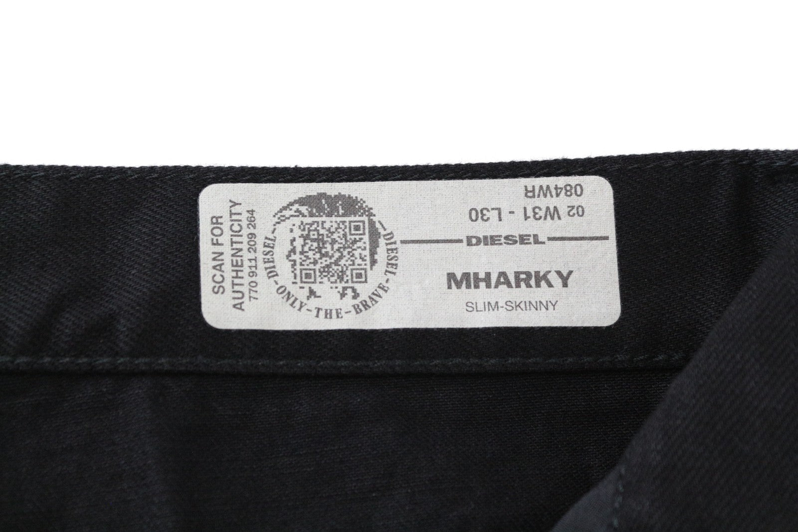DIESEL Mharky 084WR W31 L30 vyriški netempiami juodi ploni, plėšyti džinsai 