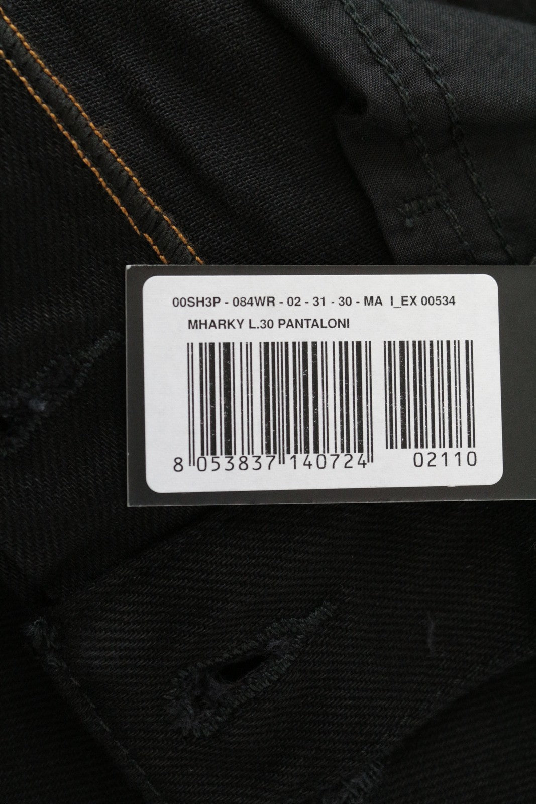 DIESEL Mharky 084WR W31 L30 vyriški netempiami juodi ploni, plėšyti džinsai 