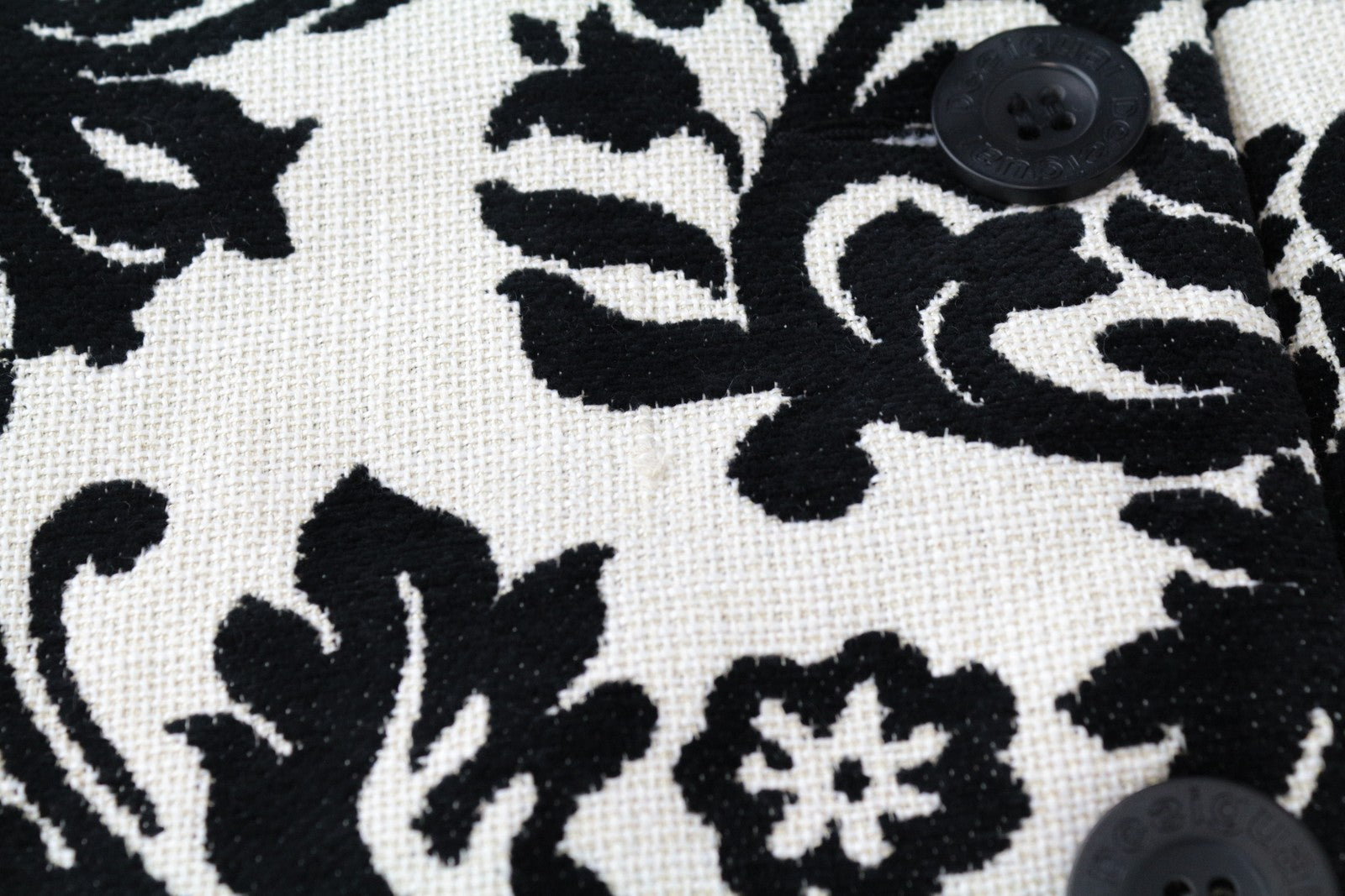 DESIGUAL EU38 Damask Jacquard moteriškas baltas dizainerio paltas, dviejų spalvų 