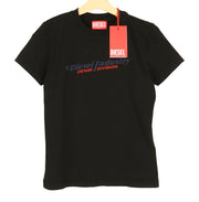 DIESEL T-Sli-Ind moteriški marškinėliai su trumpomis rankovėmis, 2XS, juodi, trikotažiniai, su apykakle ir standartine kaina – 90 € 