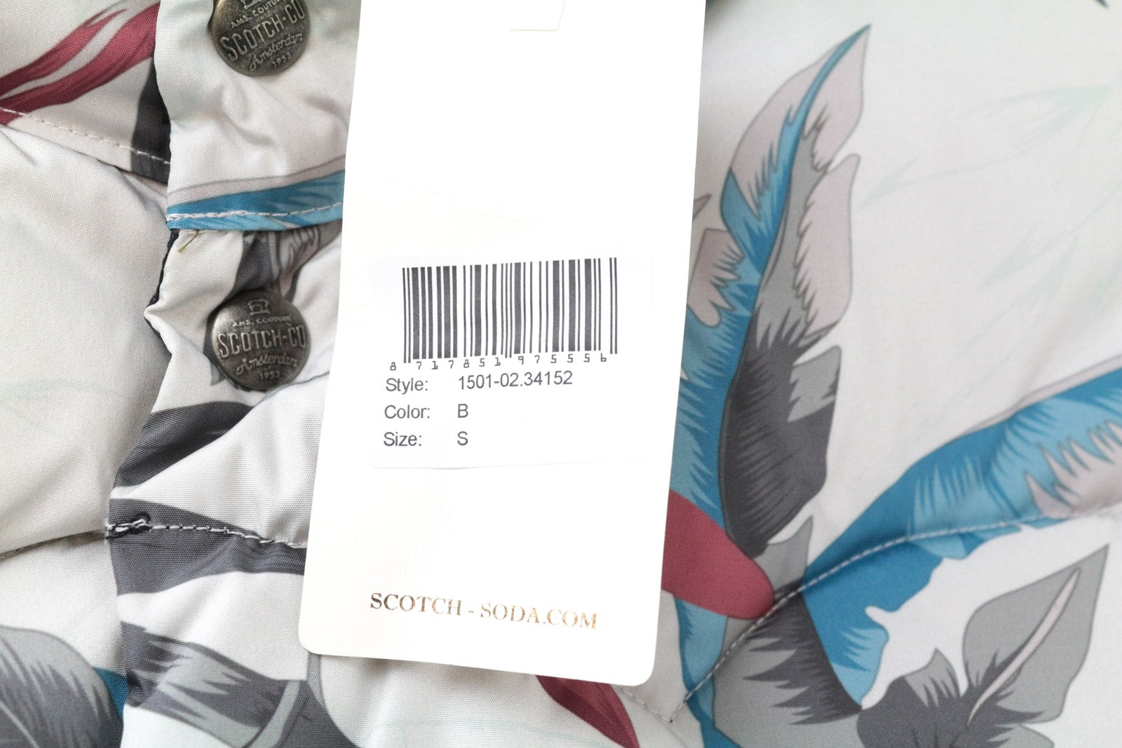 SCOTCH &amp; SODA vyriška liemenė su gėlėtu raštu, dvipusė, balkšva dygsniuota liemenė 