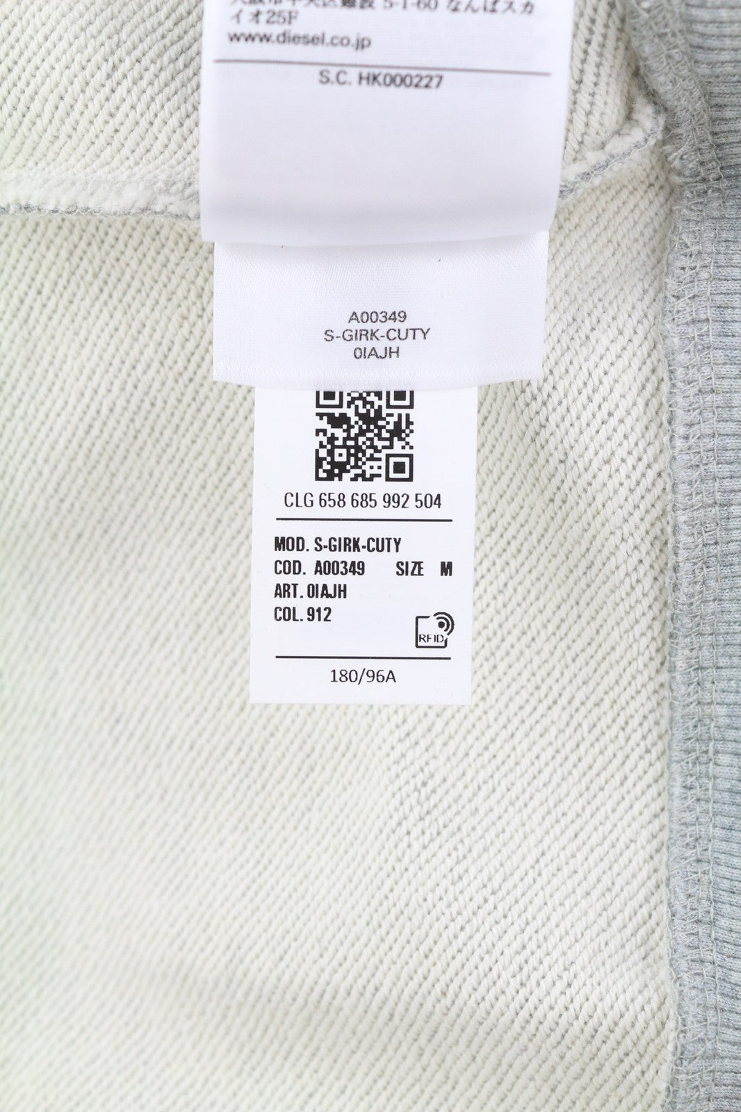 DIESEL S-Girk-Cuty vyriškas džemperis M, melanžo pilkos spalvos, megztinis su apvalia kaklu, rekomenduojama kaina – 125 € 