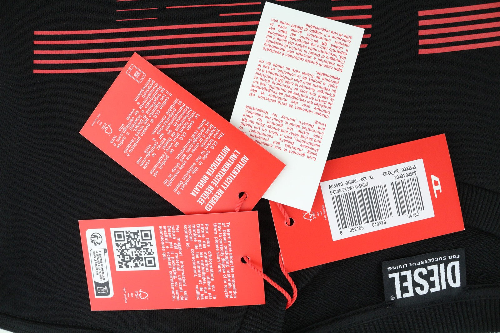 DIESEL S-Ginn-E3 vyriškas džemperis, XL dydžio, apvalios kaklo iškirptės, RRP – 150 €, ilgomis rankovėmis. 