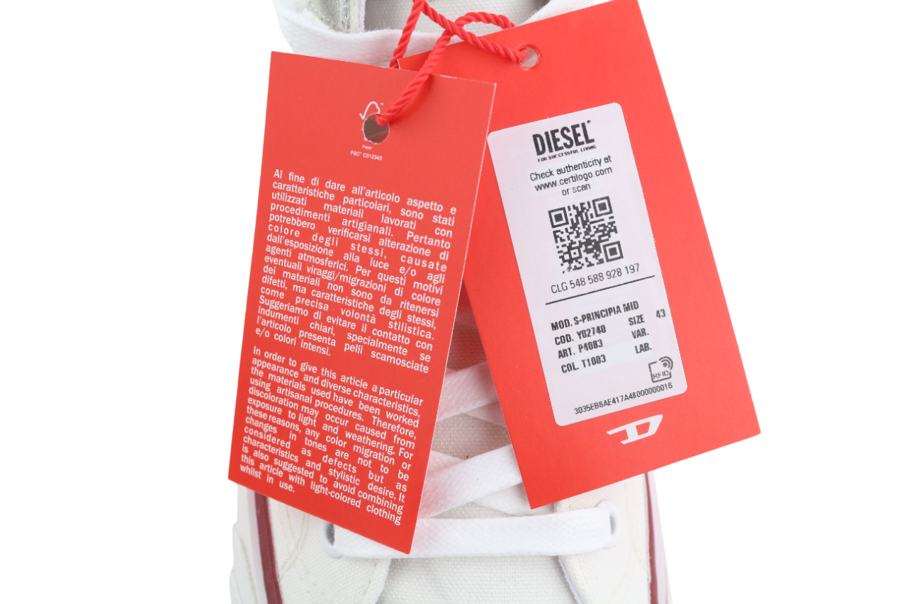 DIESEL S-Principia Mid vyriški sportbačiai, balti, su raišteliais, 43 dydis, RRP185