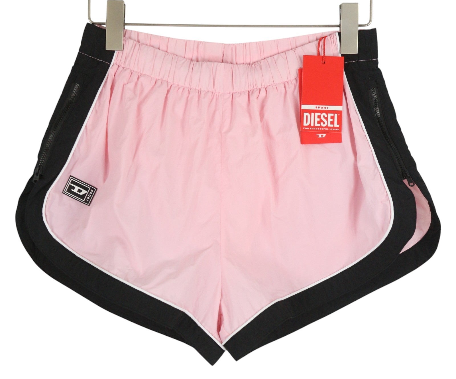 DIESEL Awwb-Eicy-Wt 12 moteriški šortai L dydžio rožiniai su elastingu juosmeniu, pamušalu ir logotipu, rekomenduojama kaina – 90 € (juodi) 