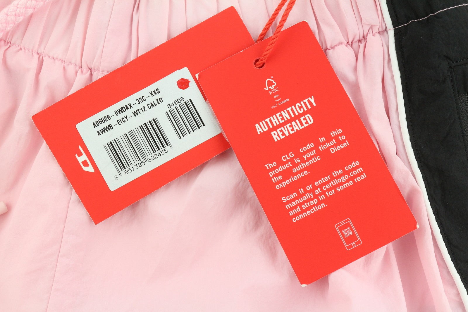 DIESEL Awwb-Eicy-Wt 12 moteriški šortai, 2XS, rožiniai, su elastingu juosmeniu, pamušalu ir logotipu, rekomenduojama kaina – 90 € 