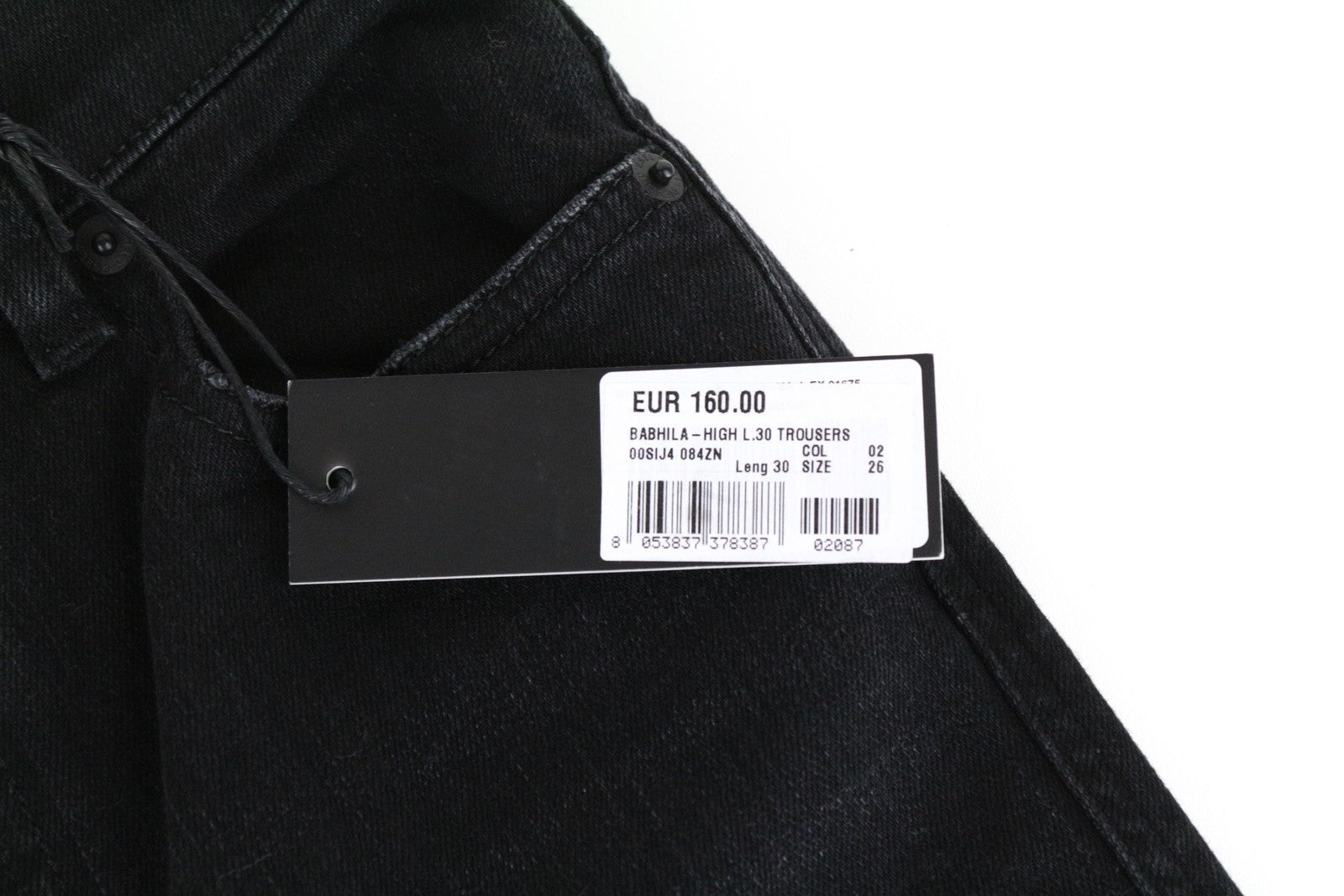 DIESEL Babhila-High 084ZN W26 L30 moteriški ploni, tamprūs, juodi, aptempti medvilniniai džinsai 