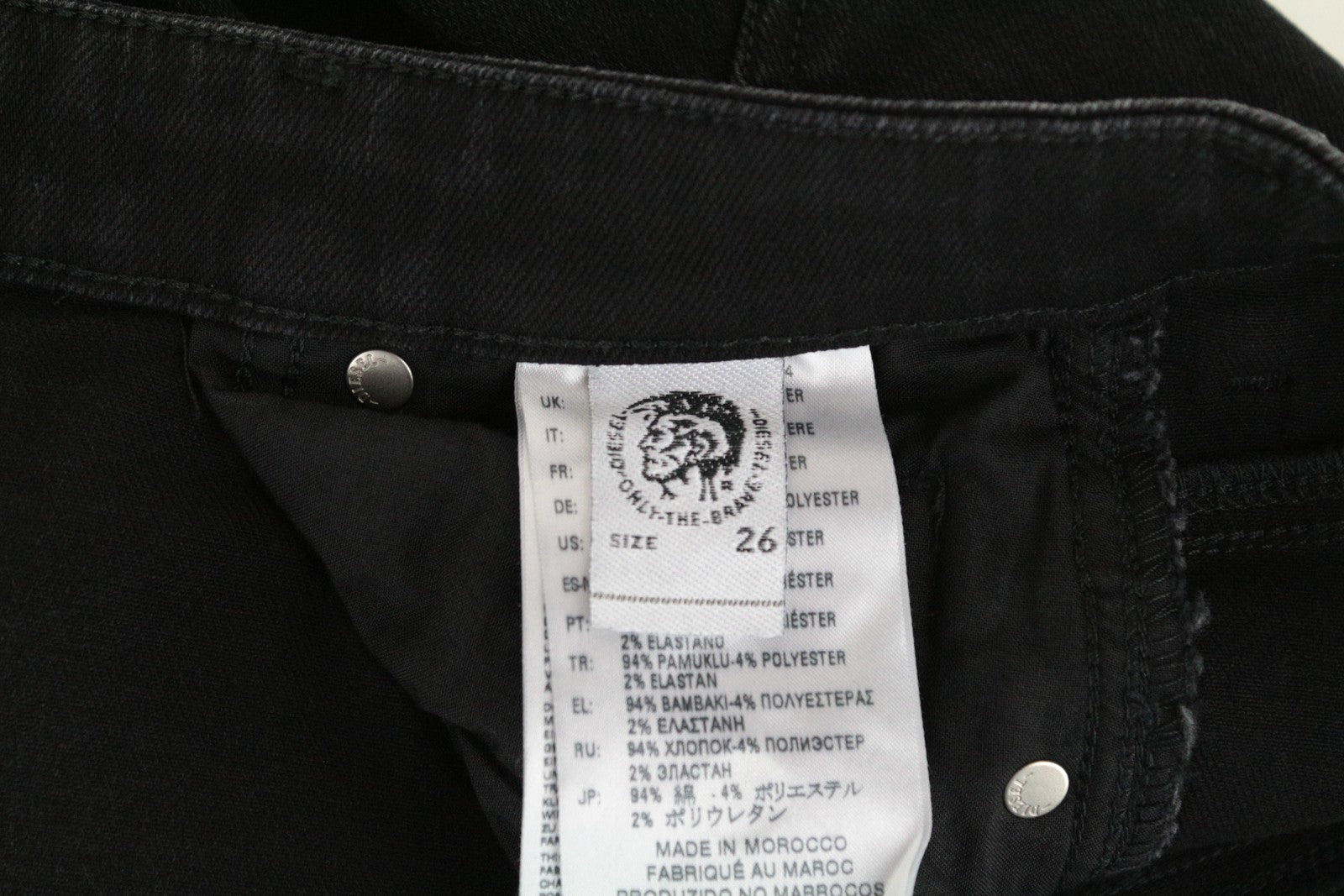 DIESEL Babhila-High 084ZN W26 L30 moteriški ploni, tamprūs, juodi, aptempti medvilniniai džinsai 