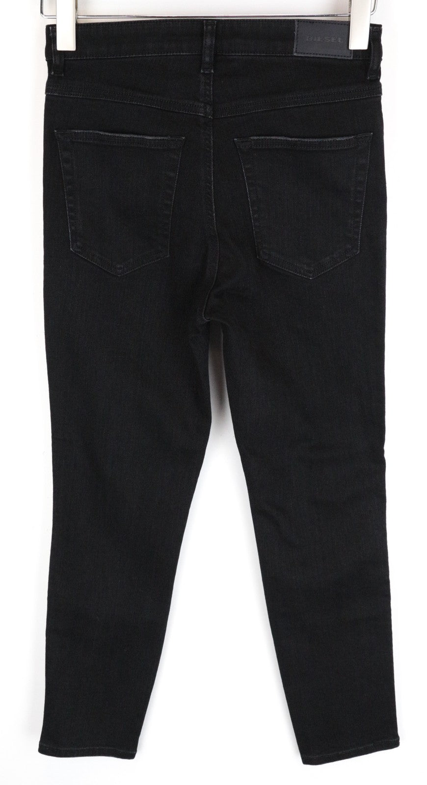 DIESEL Babhila-High 084ZN W26 L30 moteriški juodi ploni plėšyti aptempti džinsai 