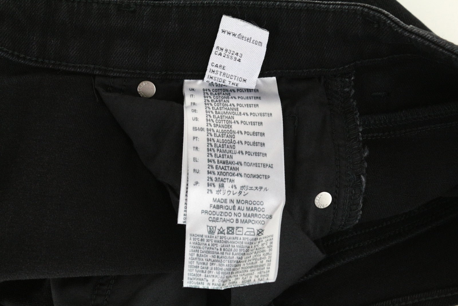 DIESEL Babhila-High 084ZN W26 L30 moteriški juodi ploni plėšyti aptempti džinsai 