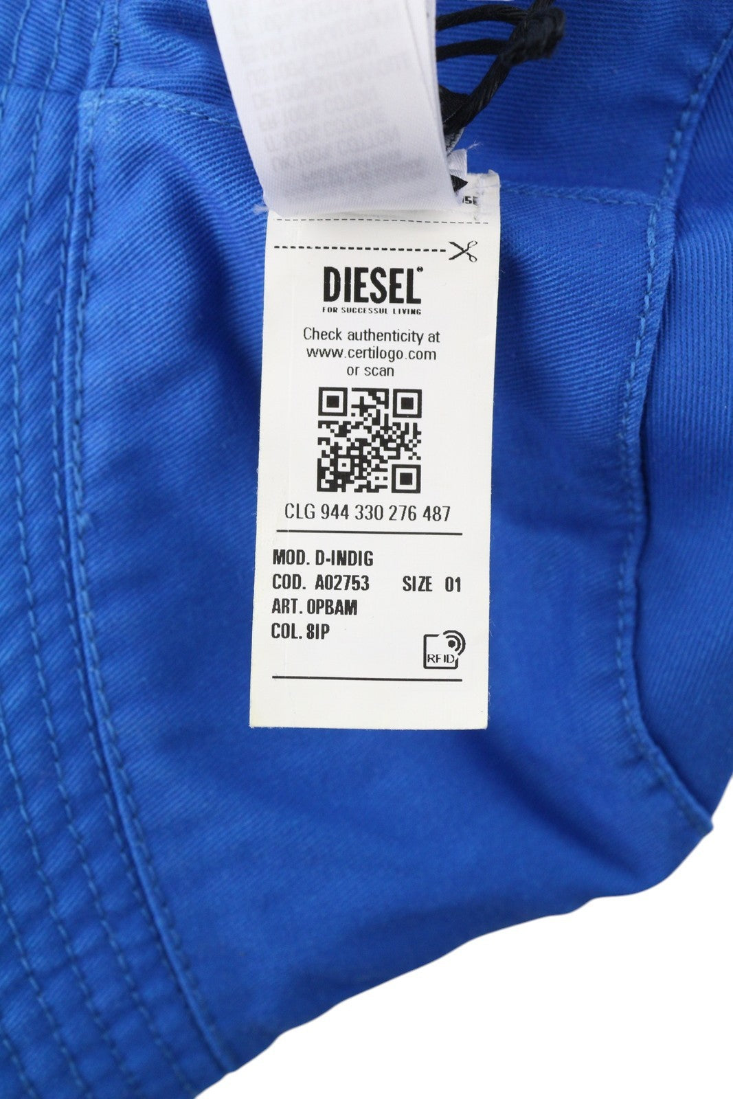 DIESEL D-Indig vyriška kepurė OS Blue Bucket All Seasons Casual Patch RRP100 