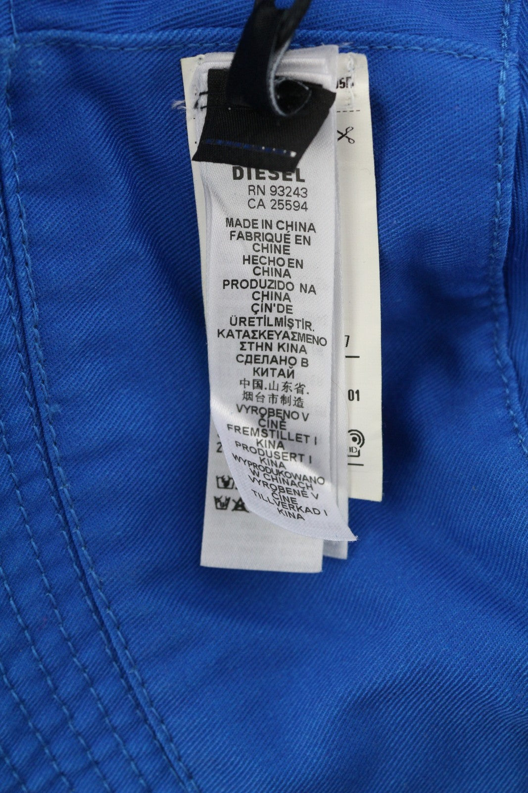 DIESEL D-Indig vyriška kepurė OS Blue Bucket All Seasons Casual Patch RRP100 