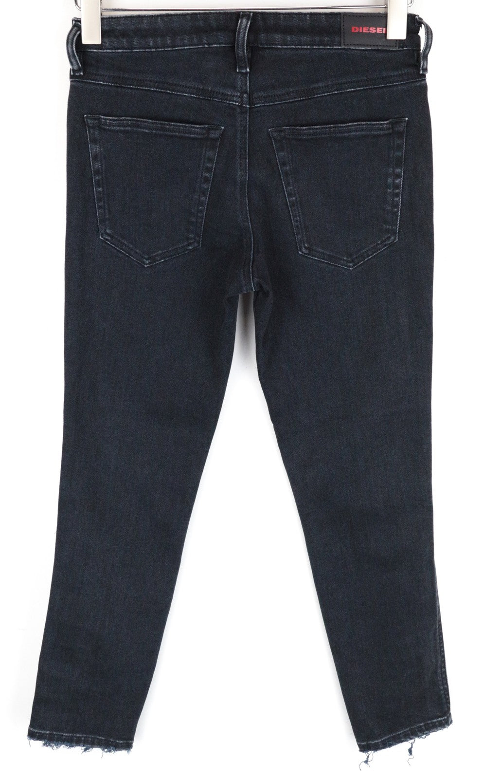 DIESEL Babhila 084NX W26 L34 moteriškos mėlynos trumpintos džinsinės kelnės, plonos, aptemptos, medvilninės 