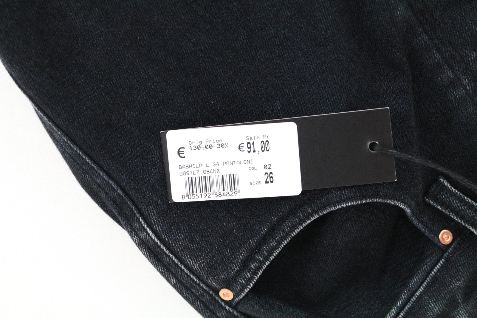 DIESEL Babhila 084NX W26 L34 moteriškos mėlynos trumpintos džinsinės kelnės, plonos, aptemptos, medvilninės 