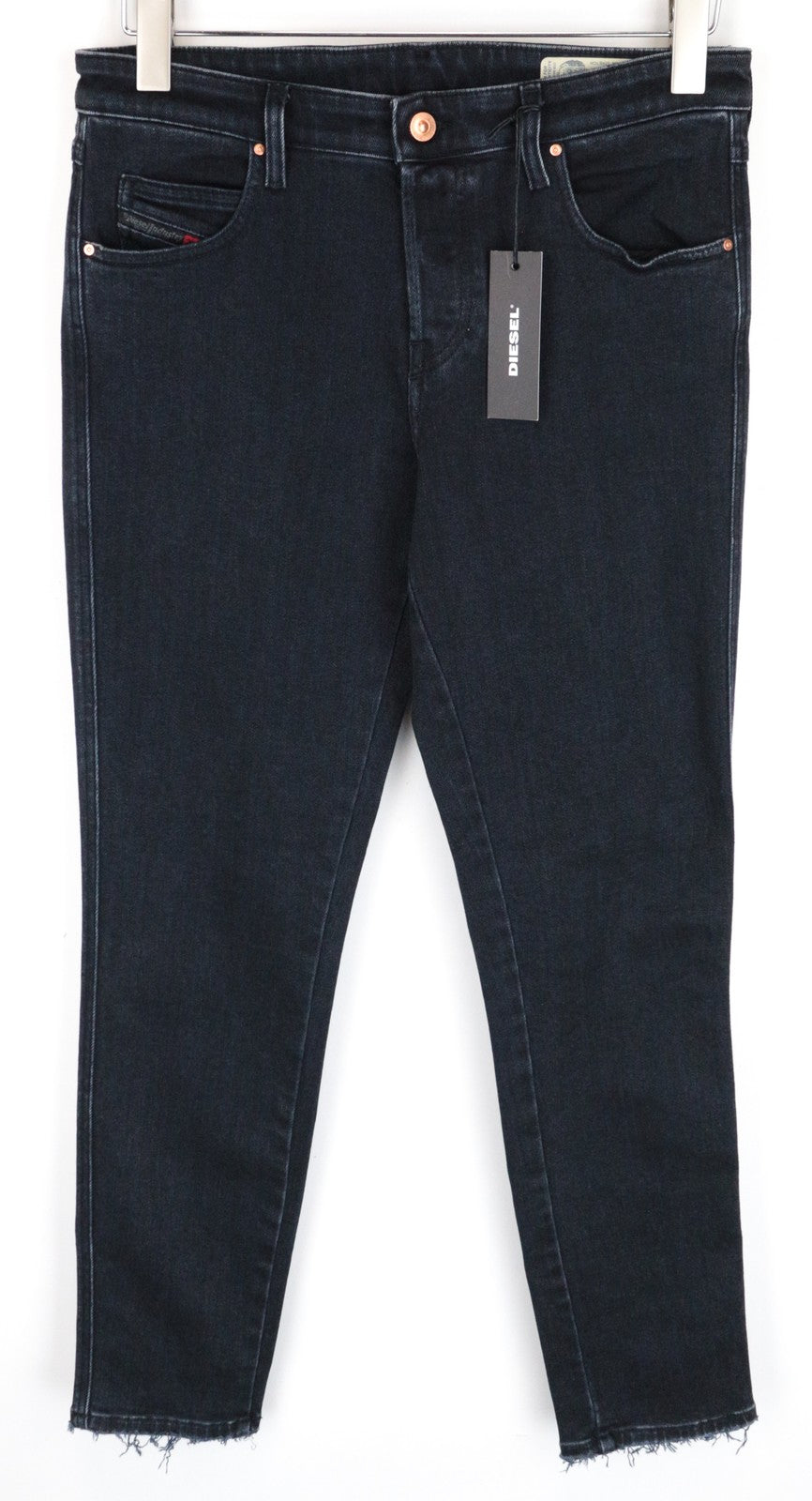 DIESEL Babhila 084NX W29 L34 moteriški tamprūs, aptempti džinsai tamsiai mėlyni 