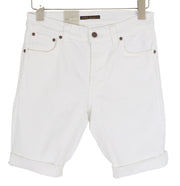 NUDIE JEANS Lean Dean Men Shorts W28 Denim White Zipper Cotton Turn-Up Pockets