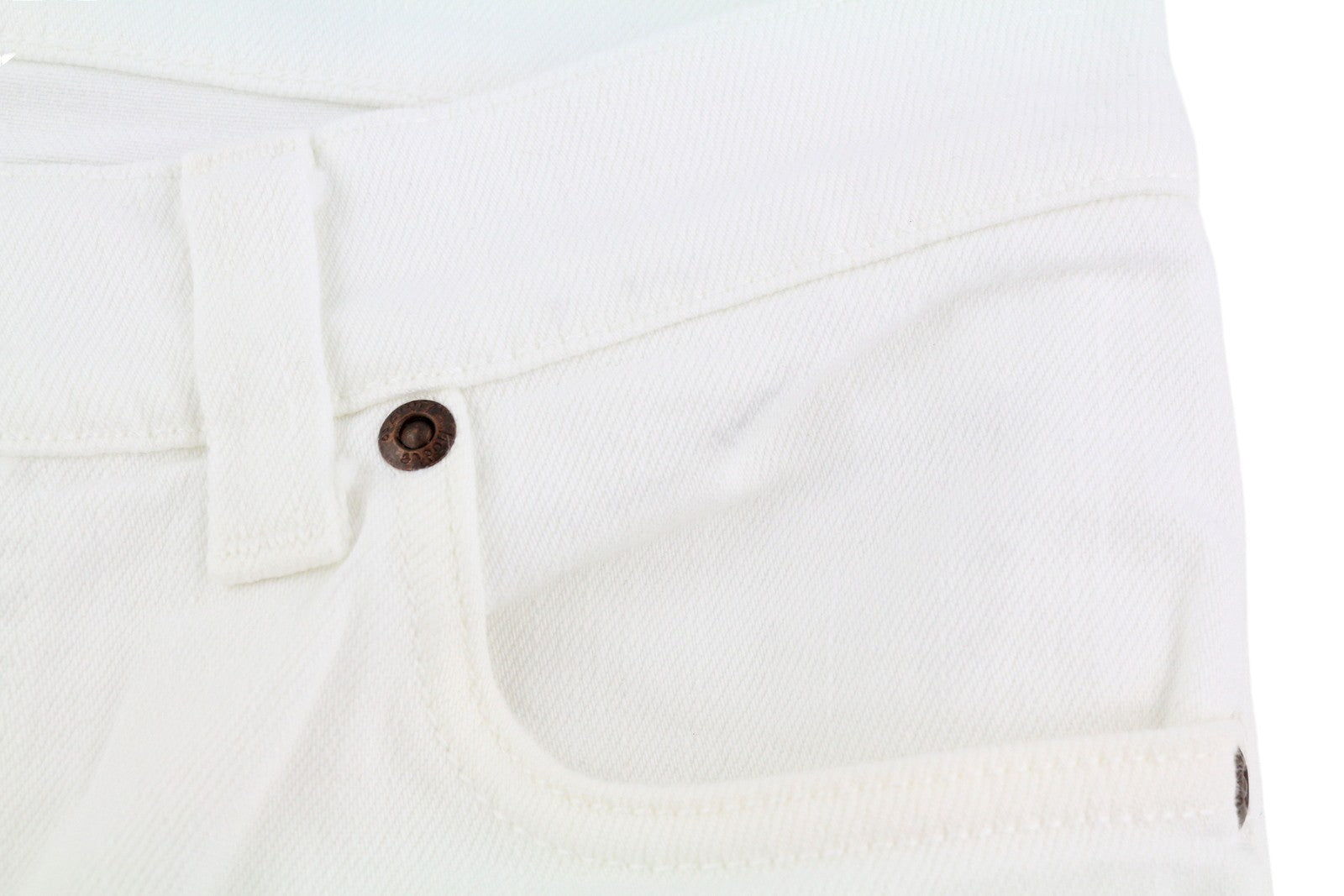 NUDIE JEANS Lean Dean Men Shorts W28 Denim White Zipper Cotton Turn-Up Pockets