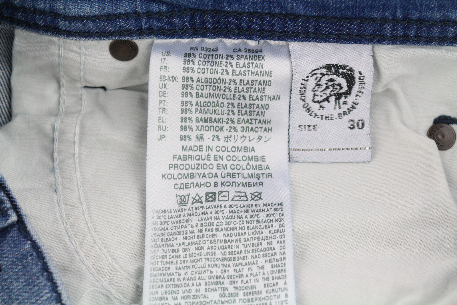 DIESEL Tepphar RC48S vyriški džinsai W30/L32 Slim Carrot Stretch, gelsvai mėlyni 