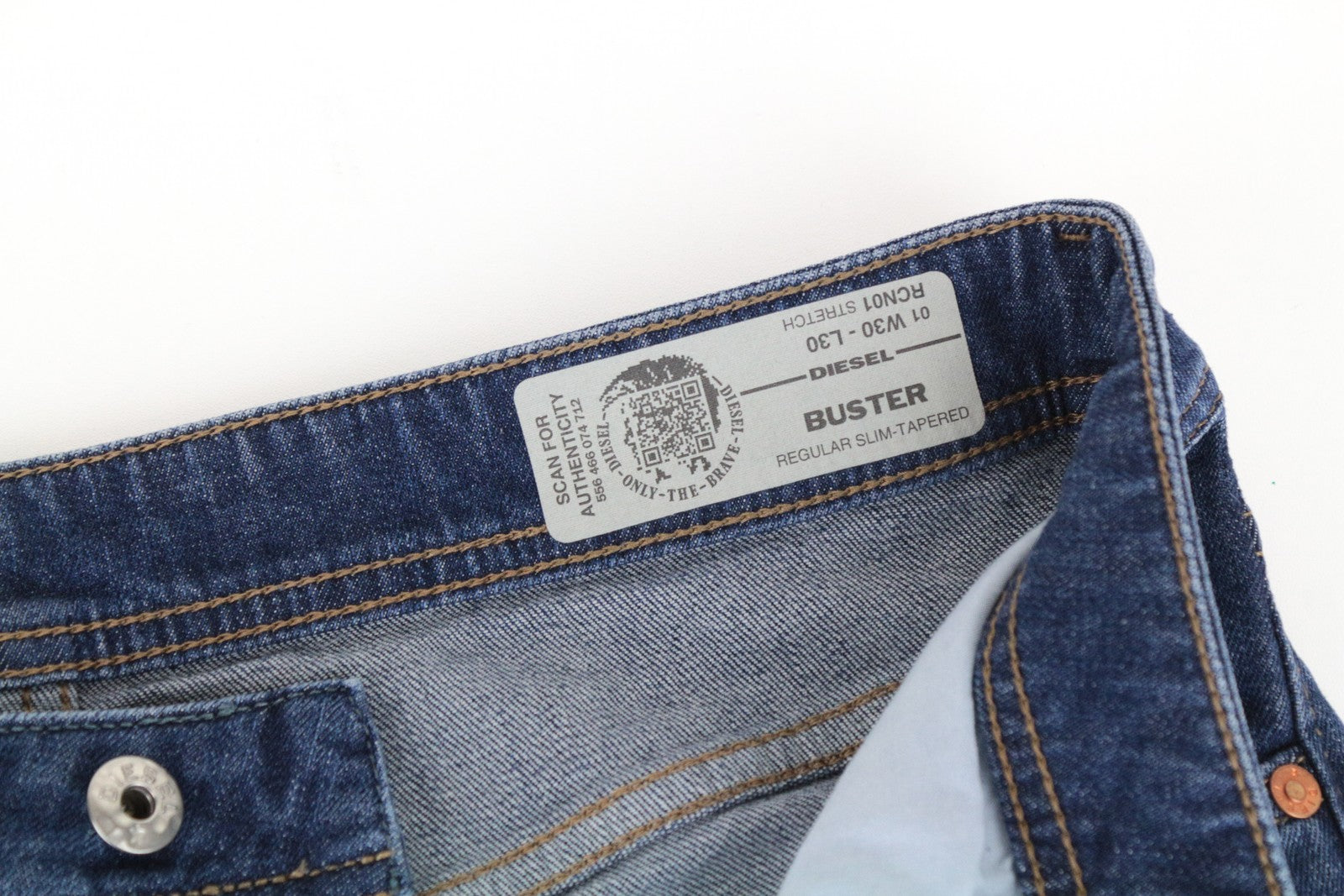 DIESEL Buster RCN01 W30 L30 Men's Blue Slim Tapered Fit Cotton Stretch Jeans