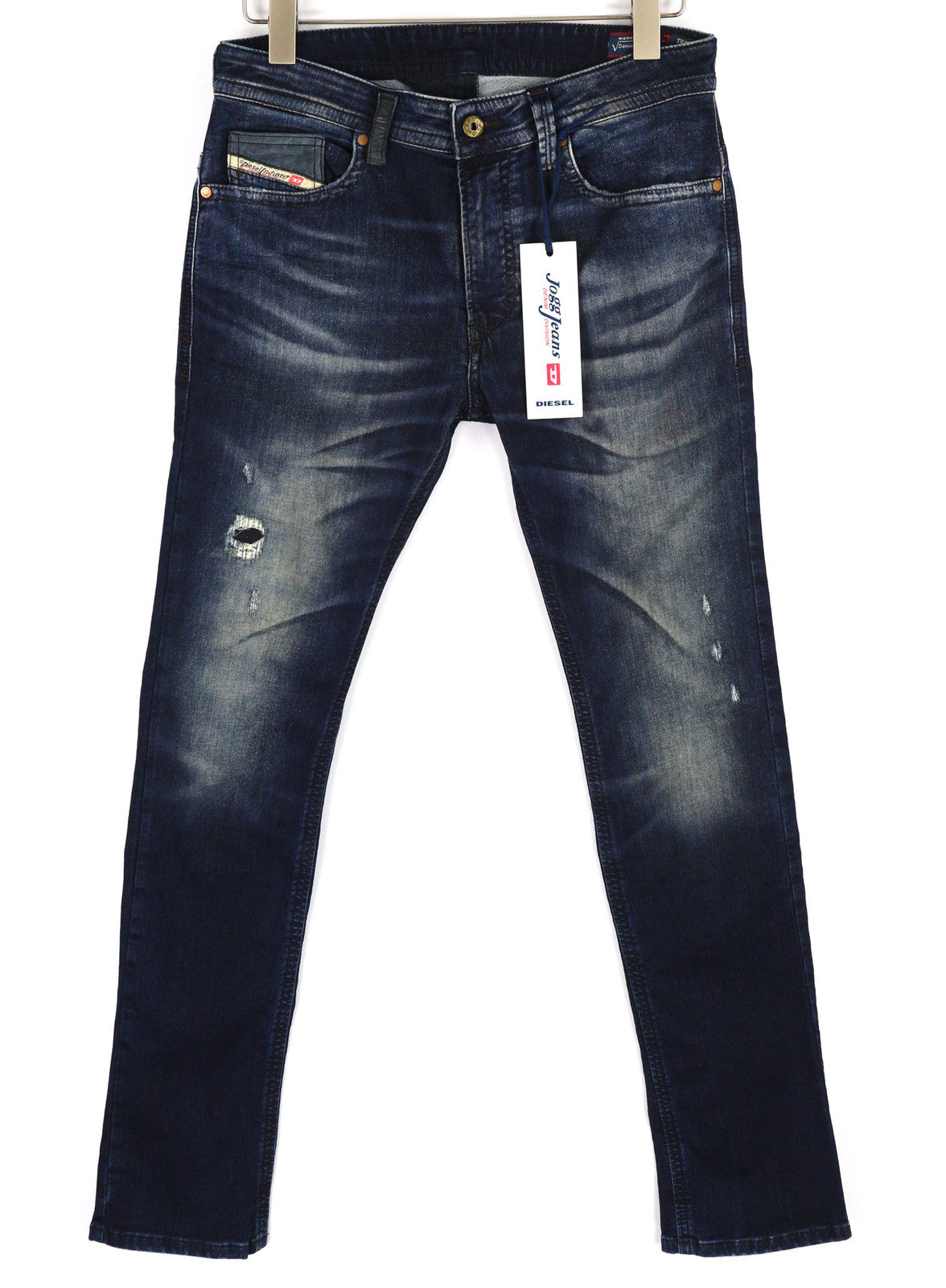 DIESEL Thavar-Ne 0607U vyriški džinsai W28 Jogg Sweat Ripped Distress Blue RRP200