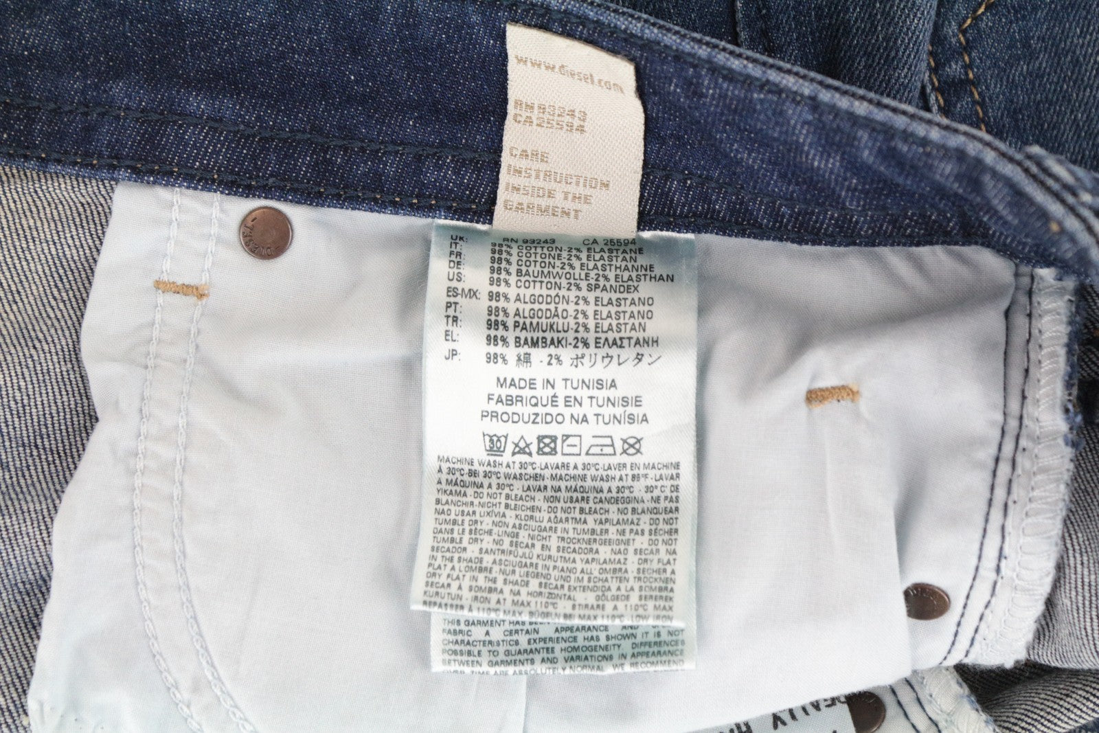 DIESEL Buster 084GR W28 L32 vyriški mėlyni ploni siaurėjantys medvilniniai džinsai 