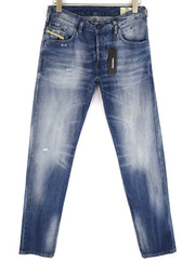 DIESEL D-Bazer 084DD vyriški džinsai W29/L34 siaurėjantys, tamprūs, plėšyti, skalbti džinsai su logotipu 