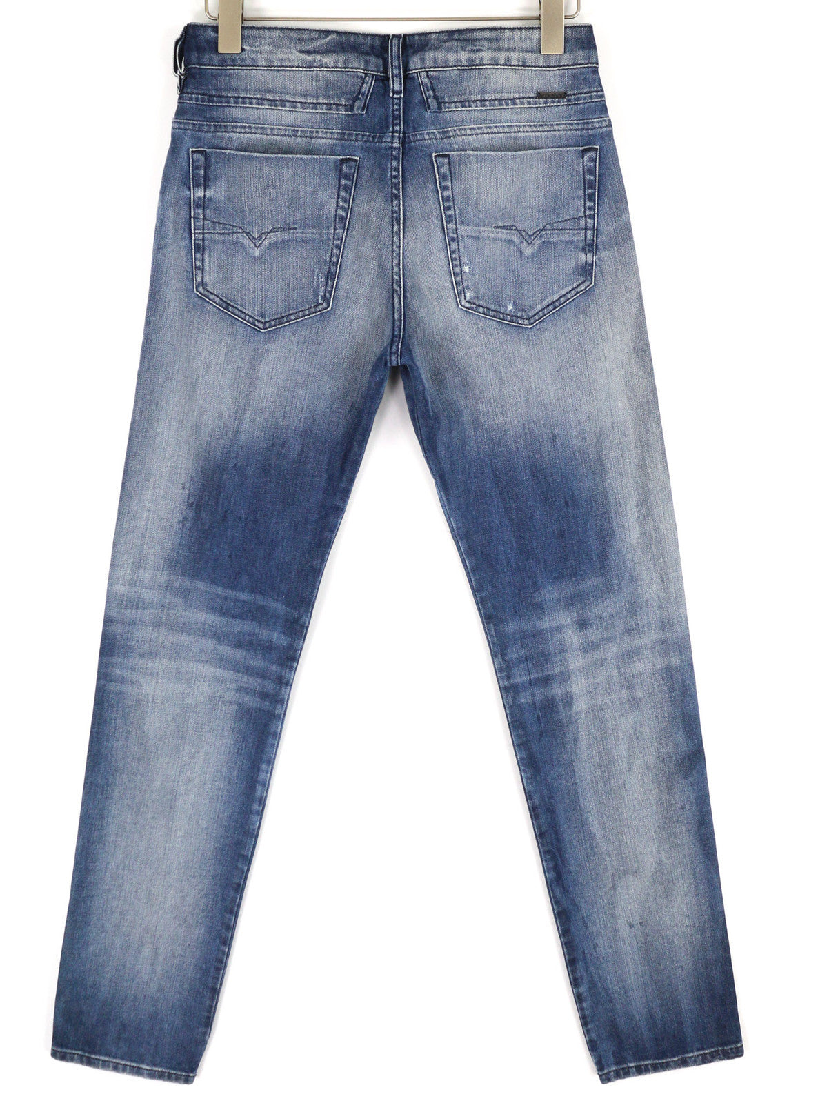 DIESEL D-Bazer 084DD vyriški džinsai W29/L34 siaurėjantys, tamprūs, plėšyti, skalbti džinsai su logotipu 