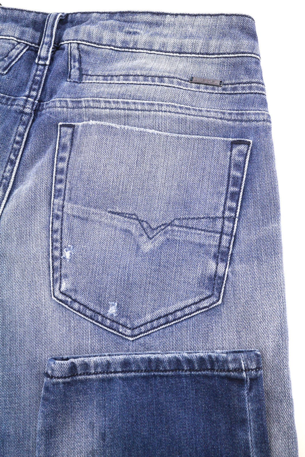 DIESEL D-Bazer 084DD vyriški džinsai W29/L34 siaurėjantys, tamprūs, plėšyti, skalbti džinsai su logotipu 