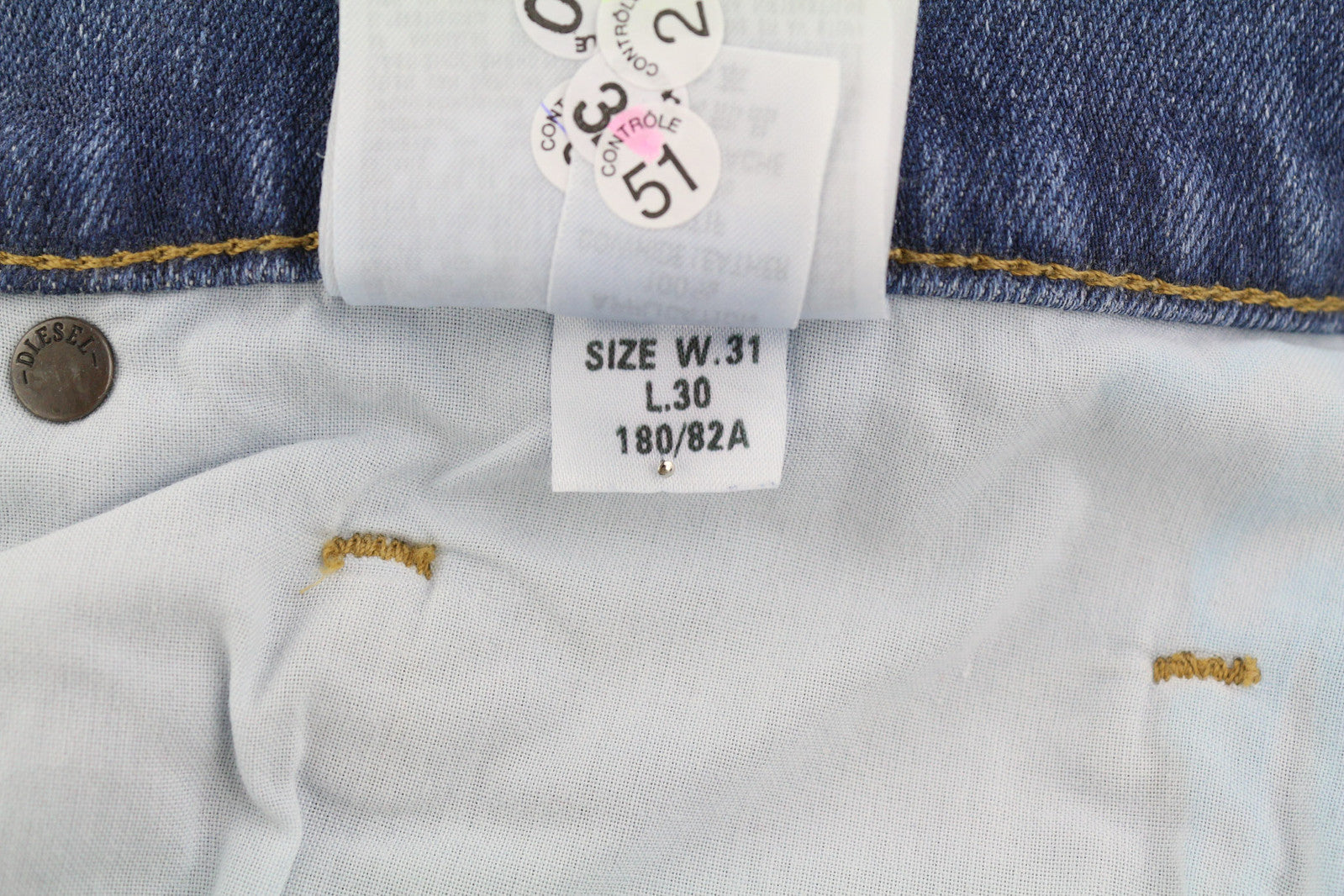 DIESEL D-Mihtry 009NF vyriški džinsai W31/L30 tiesūs, tamprūs, su sagomis, skalbti džinsai 