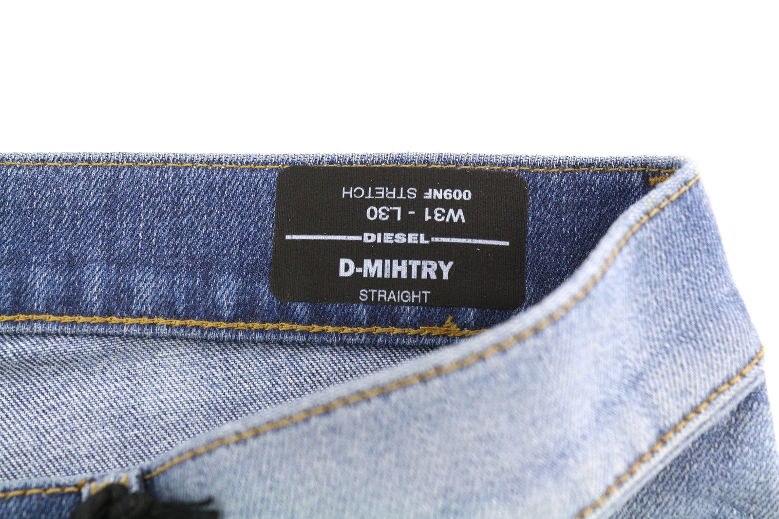DIESEL D-Mihtry 009NF vyriški džinsai W31/L30 tiesūs, tamprūs, su sagomis, skalbti džinsai 