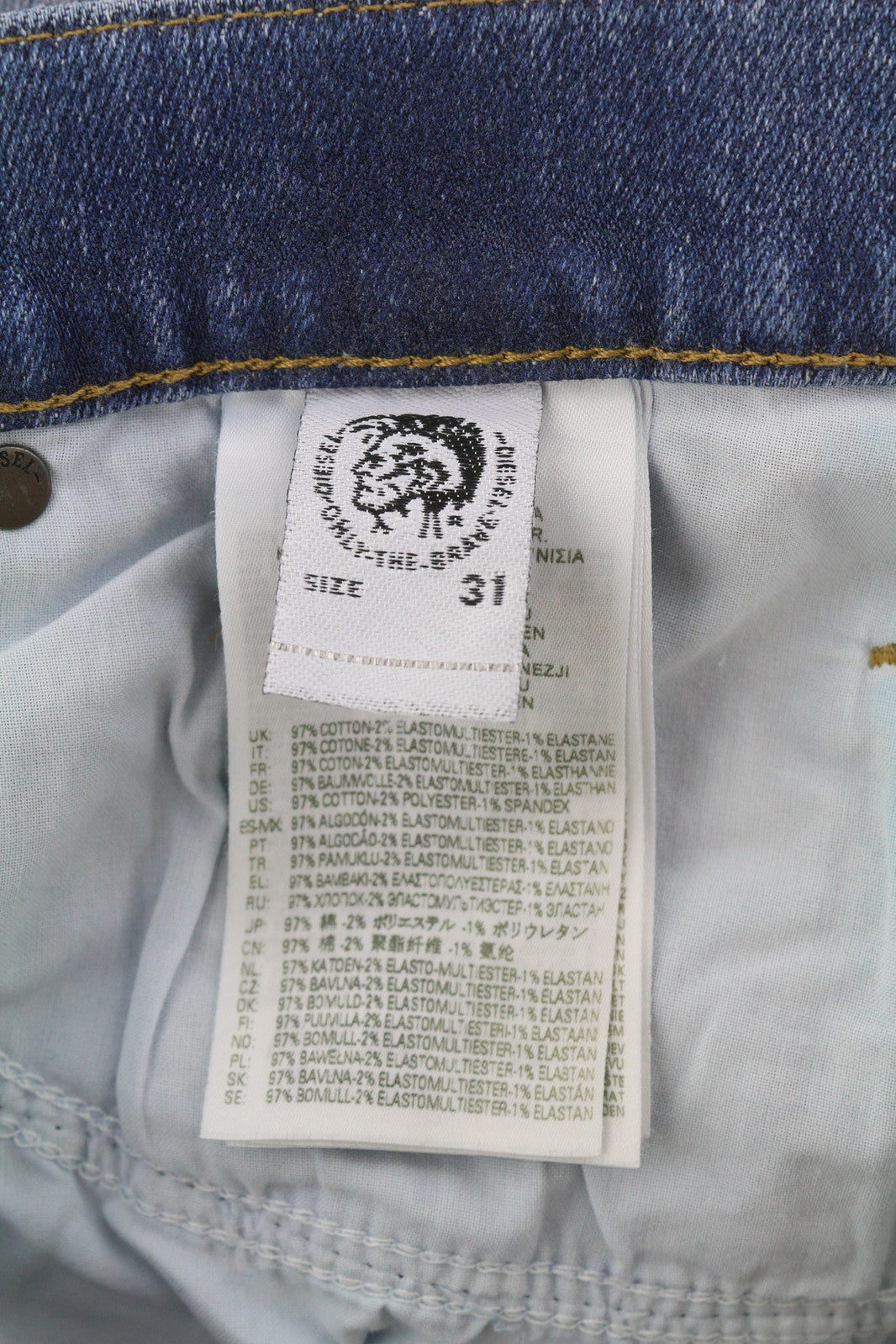 DIESEL D-Mihtry 009NF vyriški džinsai W31/L30 tiesūs, tamprūs, su sagomis, skalbti džinsai 