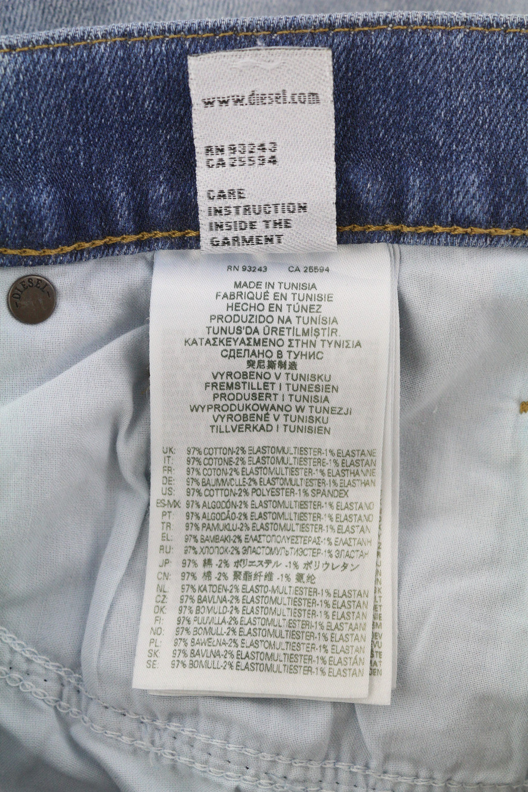 DIESEL D-Mihtry 009NF vyriški džinsai W31/L30 tiesūs, tamprūs, su sagomis, skalbti džinsai 