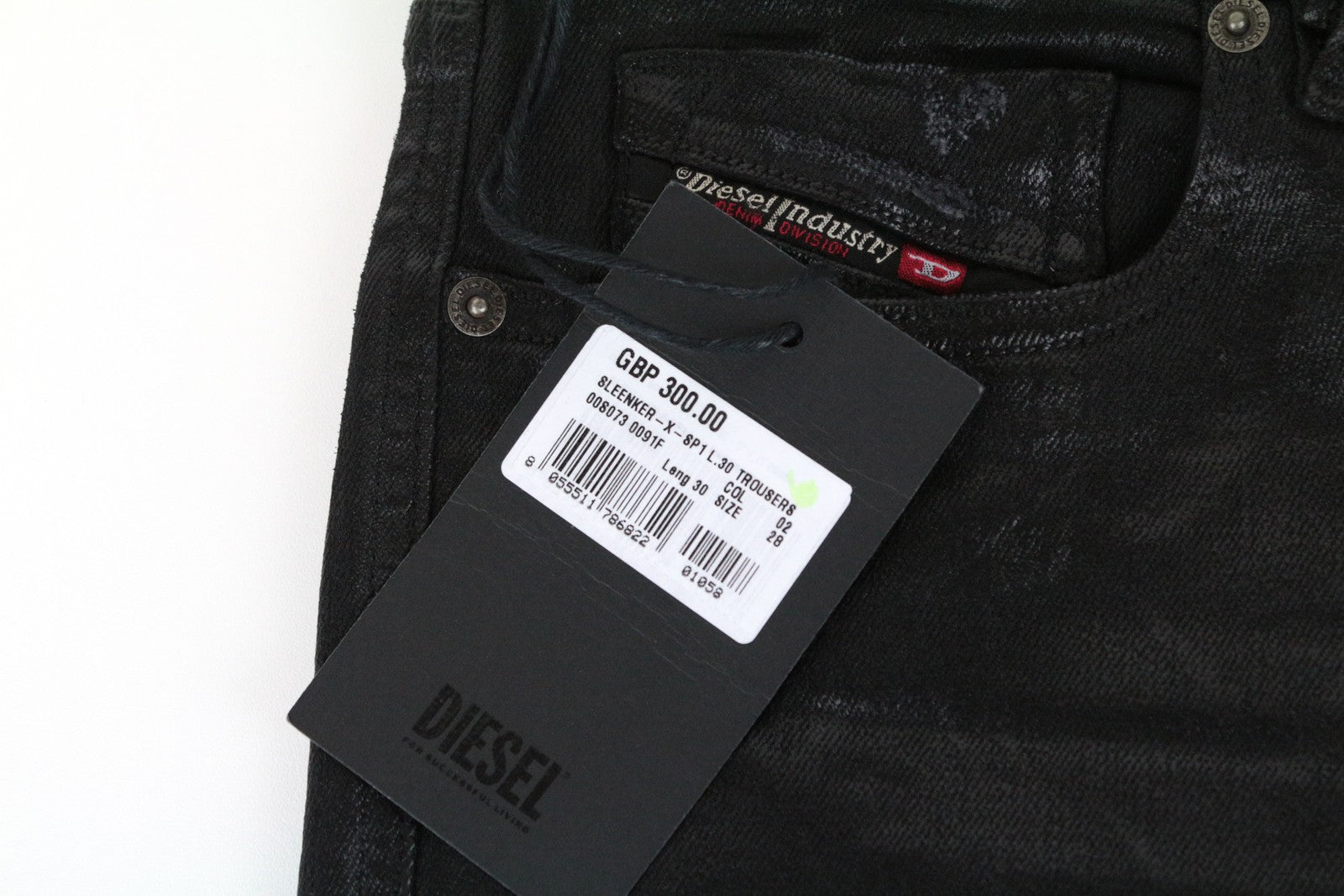 DIESEL Sleenker-X-SP1 0091F W28 L30 vyriški aptempti mėlyni džinsai su gobtuvu, rekomenduojama kaina – 300 €