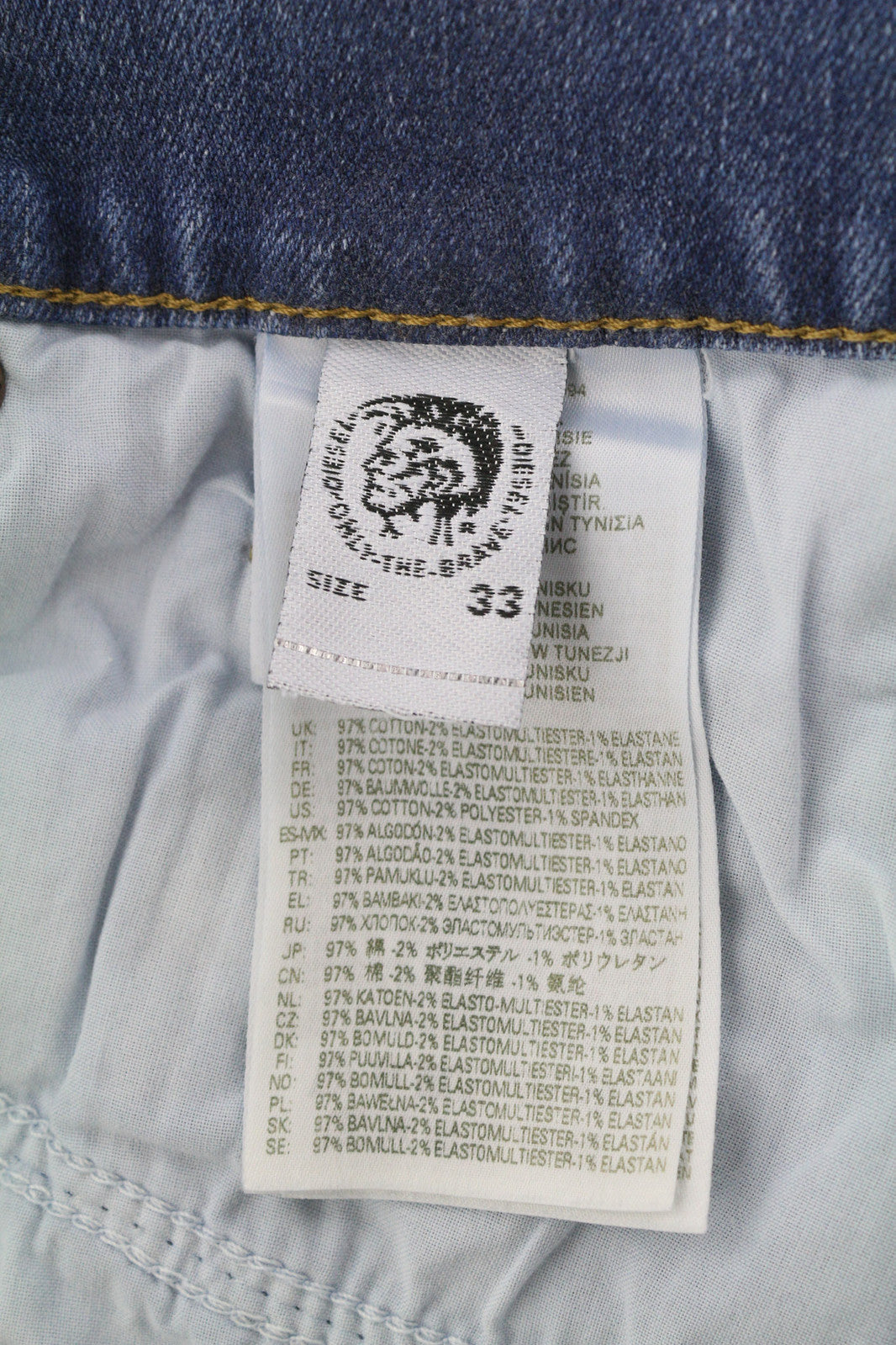 DIESEL D-Mihtry 009NF vyriški džinsai W33/L30 tiesūs, tamprūs, su sagomis, skalbti džinsai 