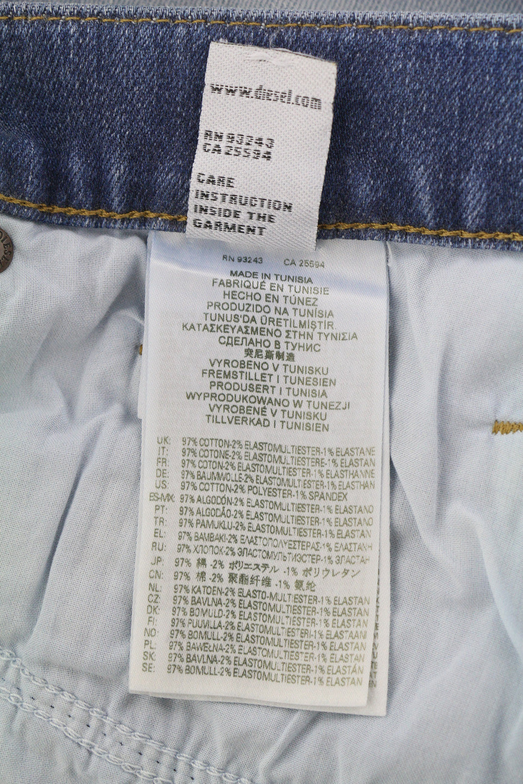 DIESEL D-Mihtry 009NF vyriški džinsai W33/L30 tiesūs, tamprūs, su sagomis, skalbti džinsai 