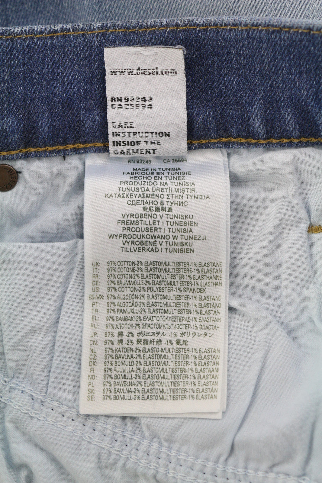 DIESEL D-Mihtry 009NF vyriški džinsai W30/L30 tiesūs, tamprūs, su sagomis, skalbti džinsai 