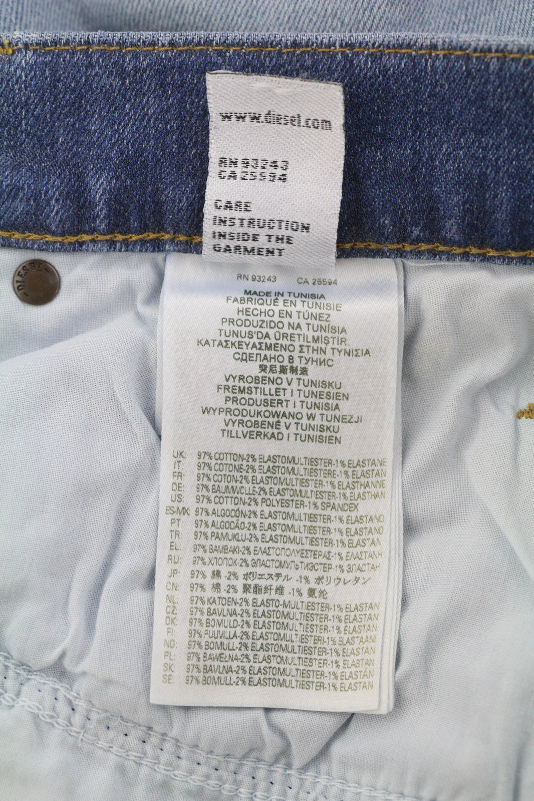 DIESEL D-Mihtry 009NF vyriški džinsai W31/L30 tiesūs, tamprūs, su sagomis, skalbti džinsai 