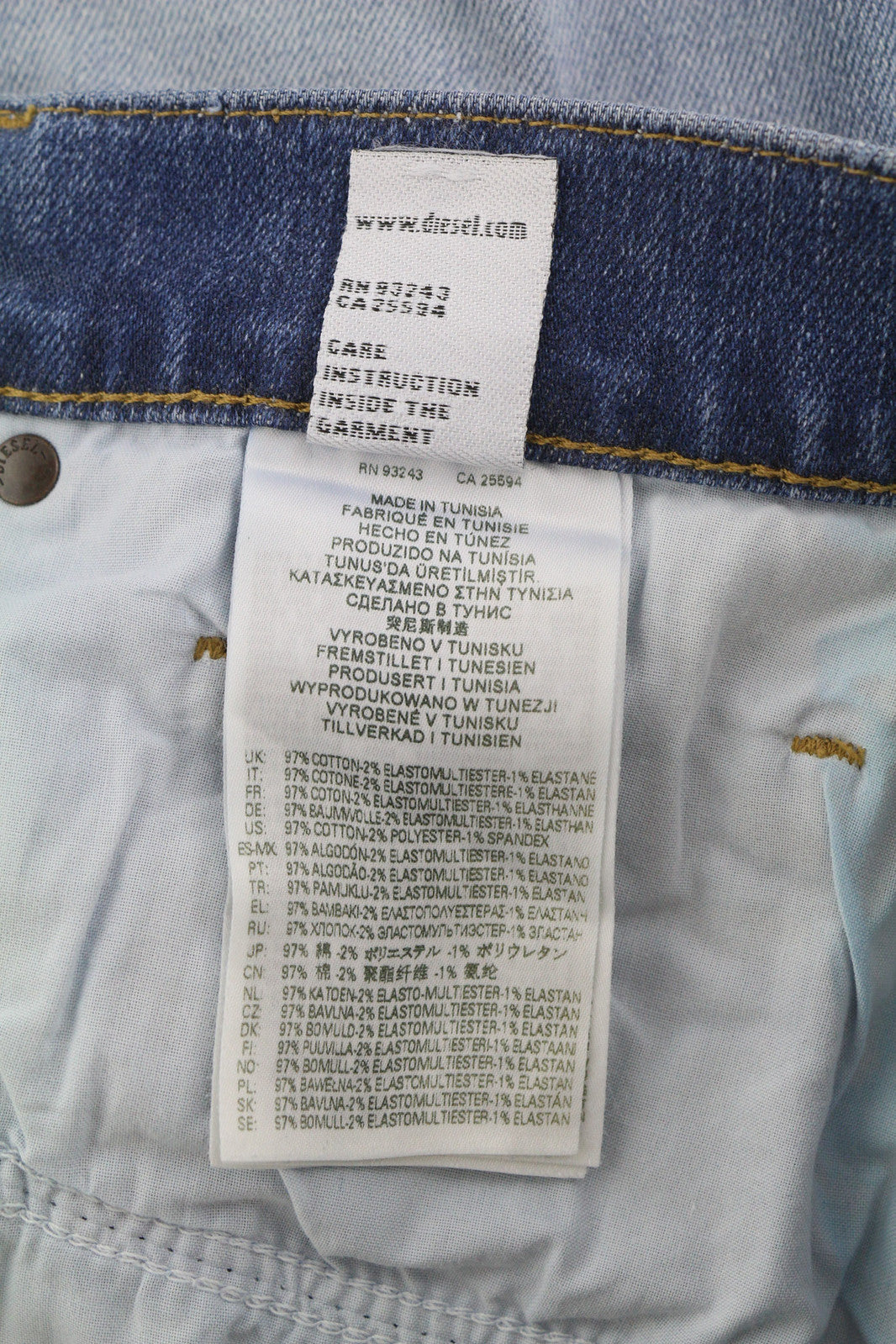 DIESEL D-Mihtry 009NF vyriški džinsai W32/L30 tiesūs, tamprūs, su sagomis, skalbti džinsai 