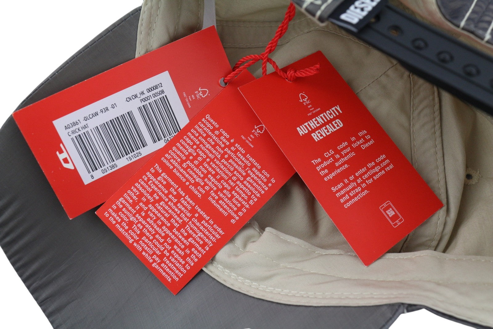 DIESEL C-Rick vyriška kepurė OS vidutinio pilkumo beisbolo stiliaus su nailono priekiu, logotipu ir pamušalu, laisvalaikio stiliaus, unisex... 