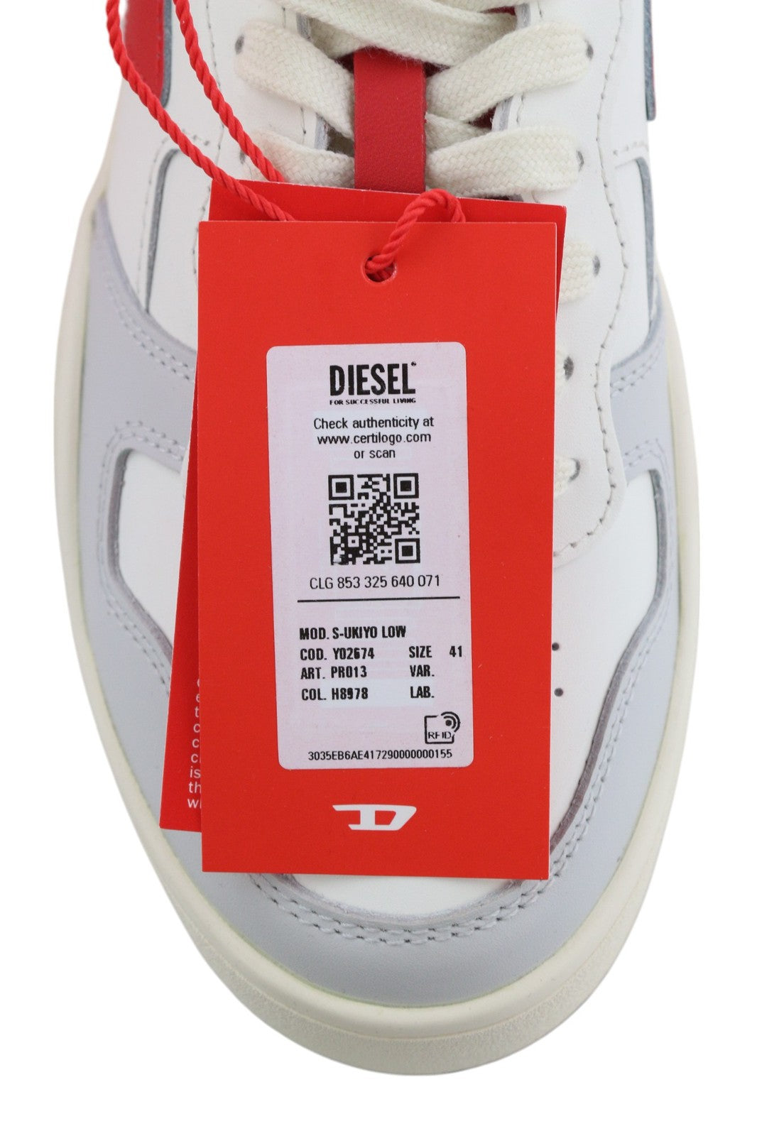 DIESEL S-Ukiyo žemakulniai vyriški sportbačiai, šviesios karvės odos, suvarstomi, EU41, RRP 195 € 