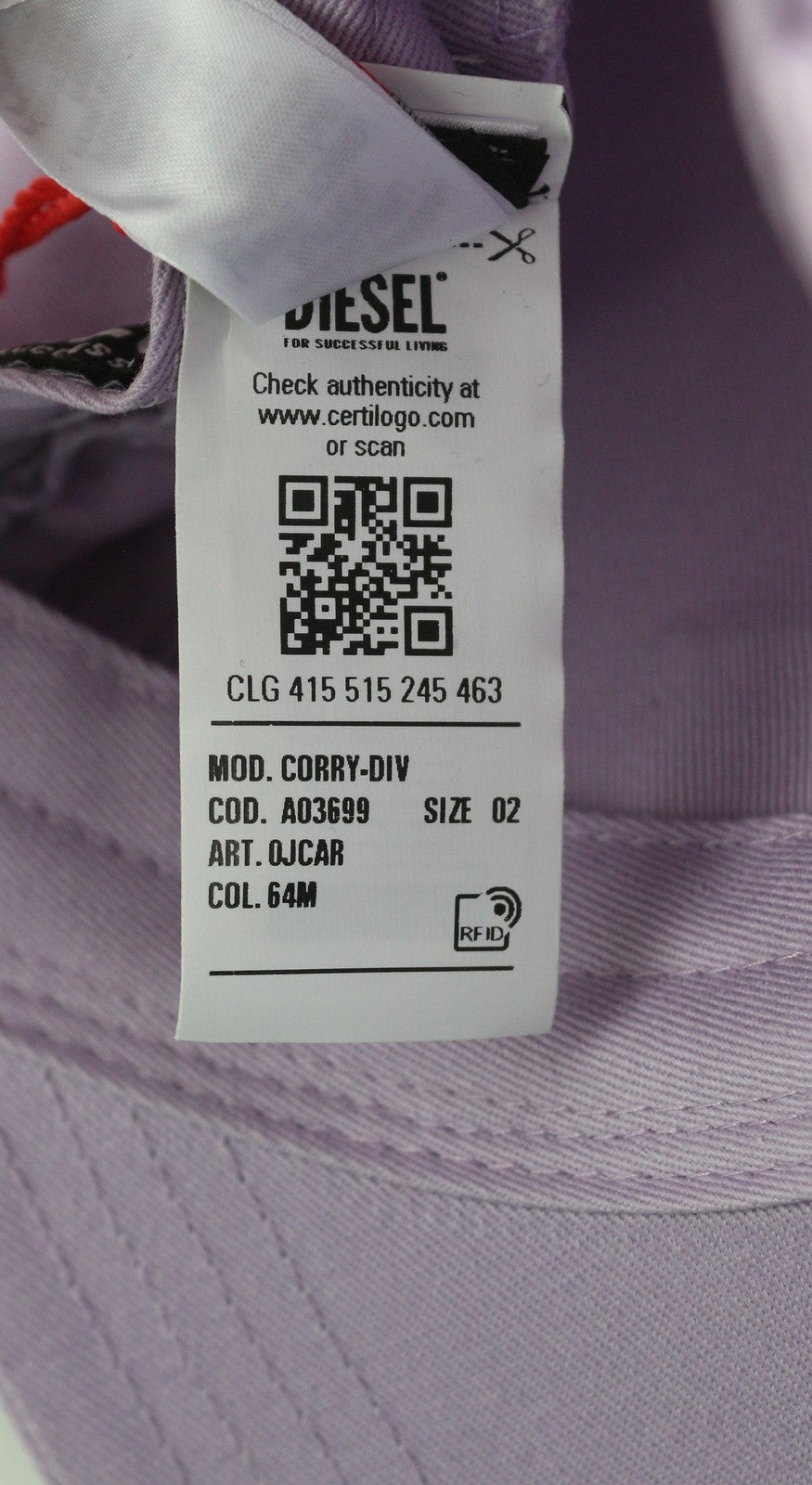 DIESEL Corry-Div vyriška kepurė OS violetinė beisbolo stiliaus su siuvinėta priekine dalimi ir laisvalaikio apranga unisex